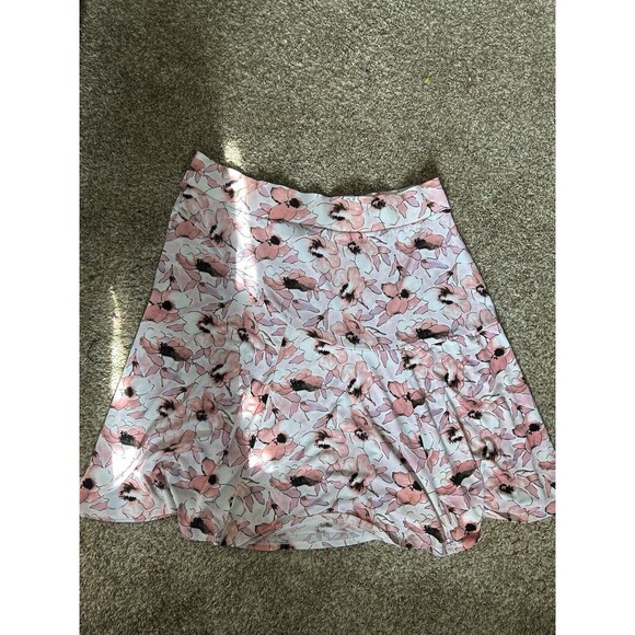George Woman Skirt Sz 18W/20W Pink Floral Fairy Print Bloom Swing Stretch A Line - Picture 5 of 11